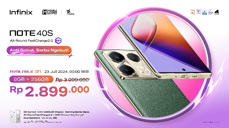 Infinix NOTE 40S: Varian Terbaru dengan Desain 3D Curve dan Layar AMOLED&nbsp;55°