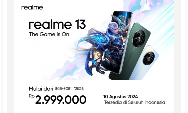 Smartphone Gaming Bintang Lima realme 13 Hadir di Indonesia Mulai 10 Agustus 2024