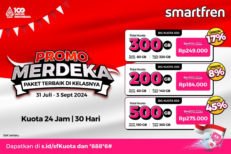 Smartfren Rayakan Kemerdekaan RI dengan Promo Kuota Internet Hingga 45%
